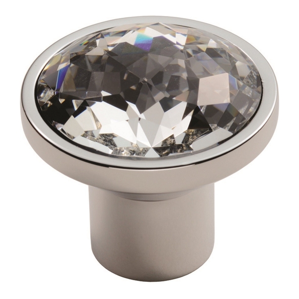 FTD770CCP • 34 x 18 x 36mm • Polished Chrome • Fingertip Design Round Crystal Cabinet Knob