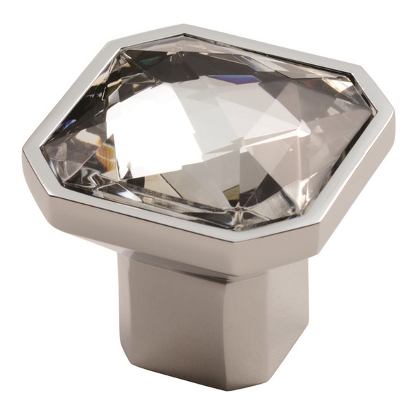 FTD790CCP • 38 x 19 x 37mm • Polished Chrome • Fingertip Design Square Crystal Cabinet Knob