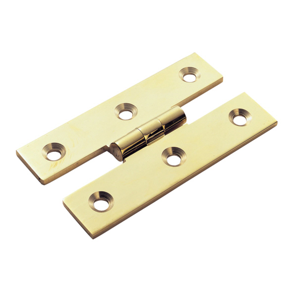 FTD810 • 63 x 38 x 2.5mm • Polished Brass • Fingertip Design H-Pattern Hinges