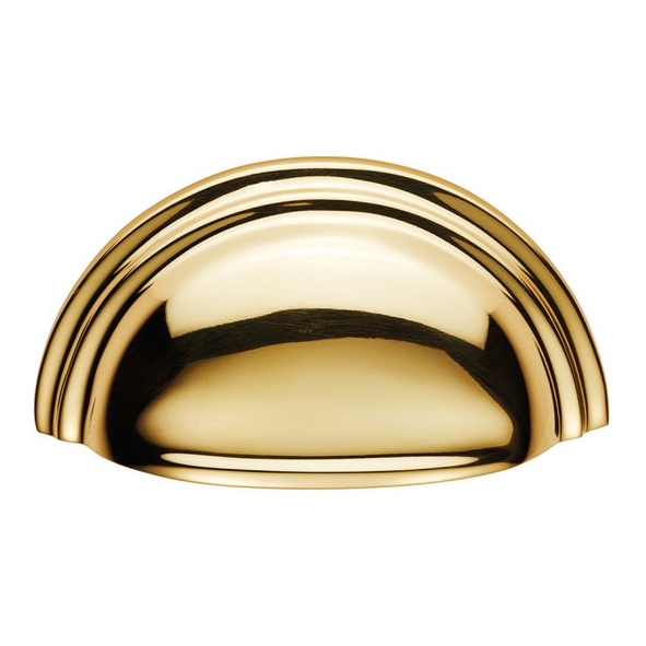 C47PB • 76 x 92 x 25mm • Polished Brass • Fingertip Design Victorian Cabinet Cup Handle