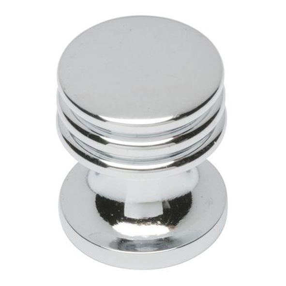 CH30ACP  17 x 17 x 18mm  Polished Chrome  Fingertip Design Ringed Cabinet Knob