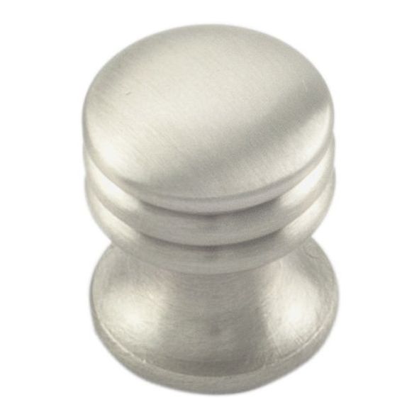 CH30ASN  17 x 17 x 18mm  Satin Nickel  Fingertip Design Ringed Cabinet Knob