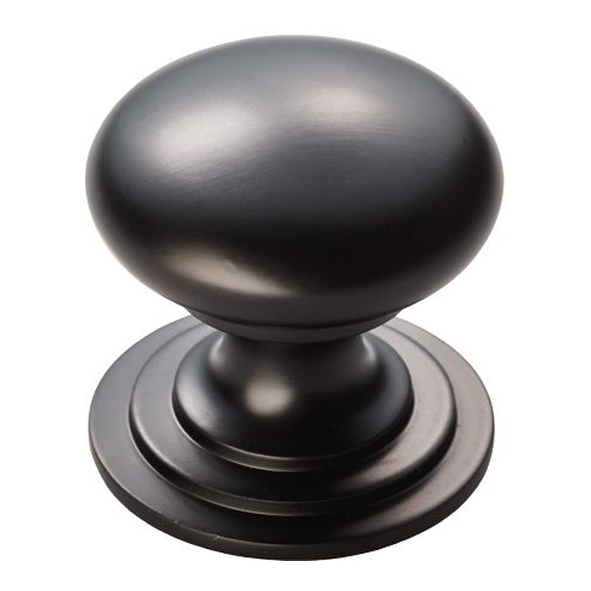 M47AMB • 25 x 25 x 25mm • Matt Black • Fingertip Design Victorian Fixed Rose Cabinet Knob