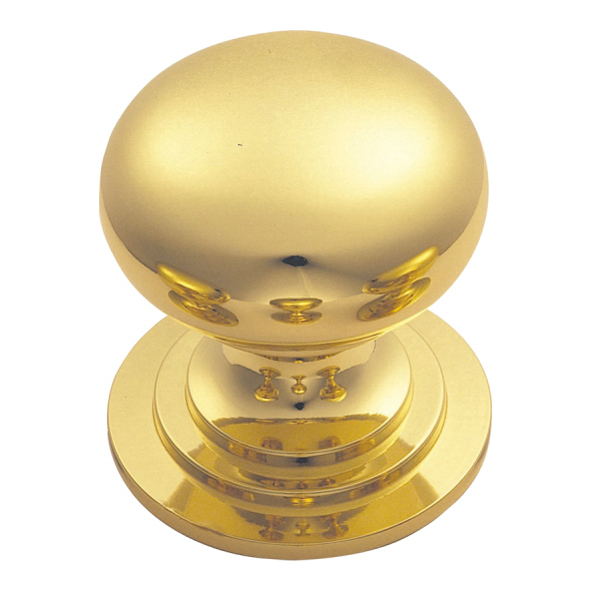 M47D • 42 x 42 x 42mm • Polished Brass • Fingertip Design Victorian Fixed Rose Cabinet Knob