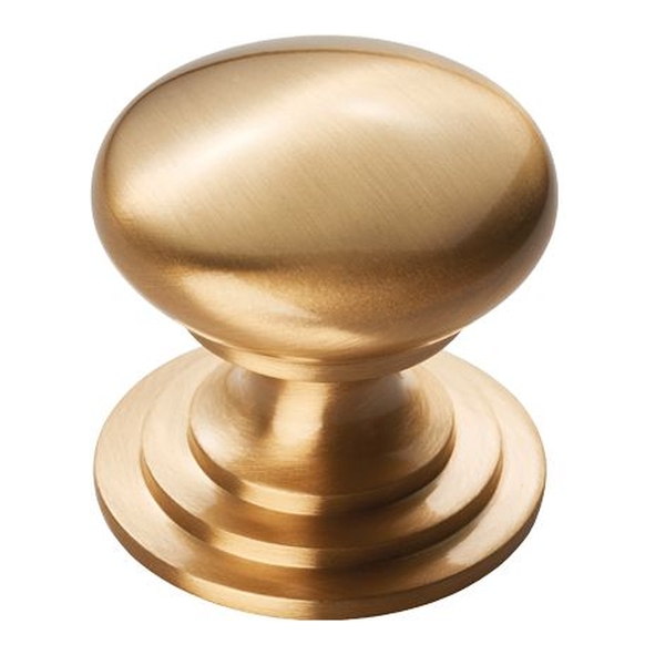 M47ASB  25 x 25 x 25mm  Satin Brass  Fingertip Design Victorian Fixed Rose Cabinet Knob