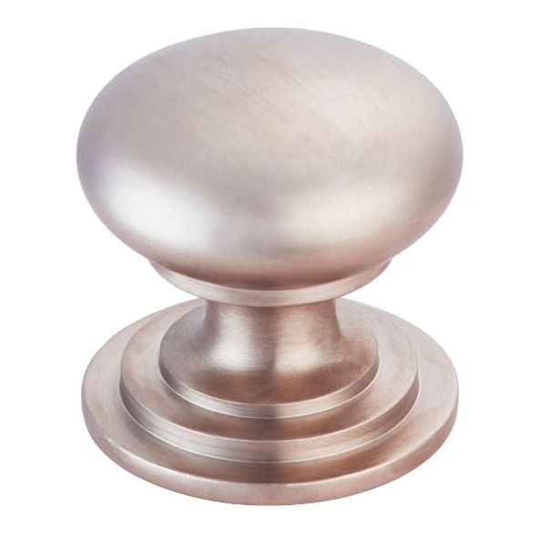 M47ASN • 25 x 25 x 25mm • Satin Nickel • Fingertip Design Victorian Fixed Rose Cabinet Knob