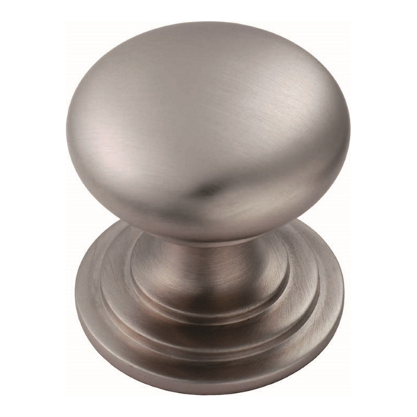 M47DSSE • 42 x 42 x 42mm • Simulated Satin Stainless • Fingertip Design Victorian Fixed Rose Cabinet Knob