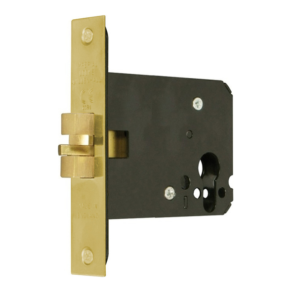 G7006-100-SB • 101mm [082mm] • Satin Brass • Architectural Euro Cylinder Sliding Door Lock Case