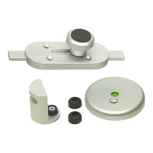 980.07.951 • For 12 to 13mm Door • Satin Aluminium • Commercial Cubicle Slide Bolt With Indicator