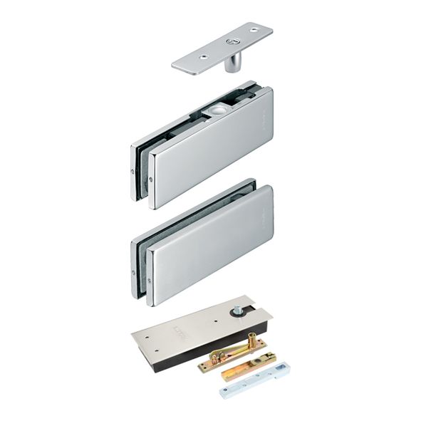 981.00.911 • Satin Stainless • Patch Fitting Door Spring Set With Ceiling Bearing