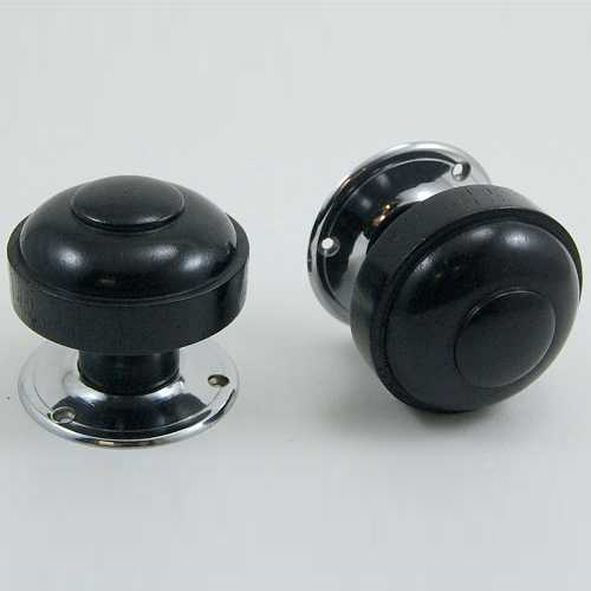 DKF082MXC-CP  Ebony / Chrome  Timber Ruskin Knobs On Round Roses