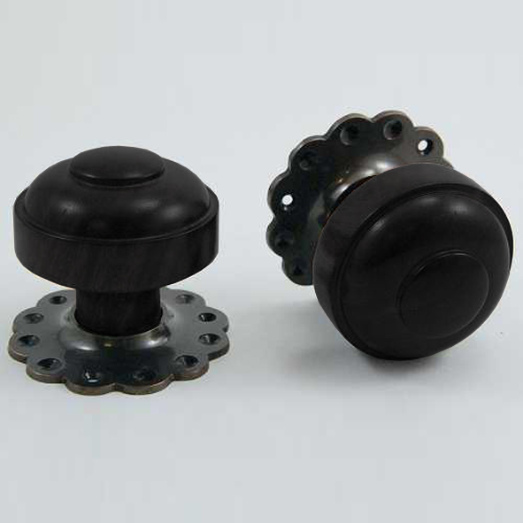 DKF082MXF-IBM  Ebony / Bronze  Timber Ruskin Knobs On Daisy Roses