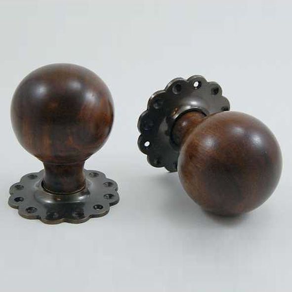 DKF084DWF-IBM • Rosewood / Bronze • Timber Sphere Knobs On Daisy Roses