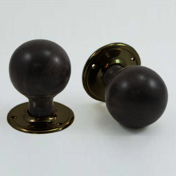 DKF084MXC-IBM  Ebony / Bronze  Timber Sphere Knobs On Round Roses