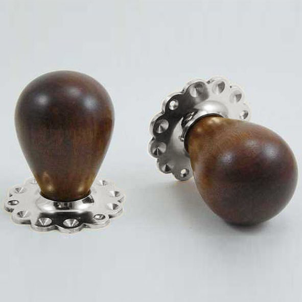 DKF085DWF-CP  Rosewood / Chrome  Timber Tulip Knobs On Daisy Roses