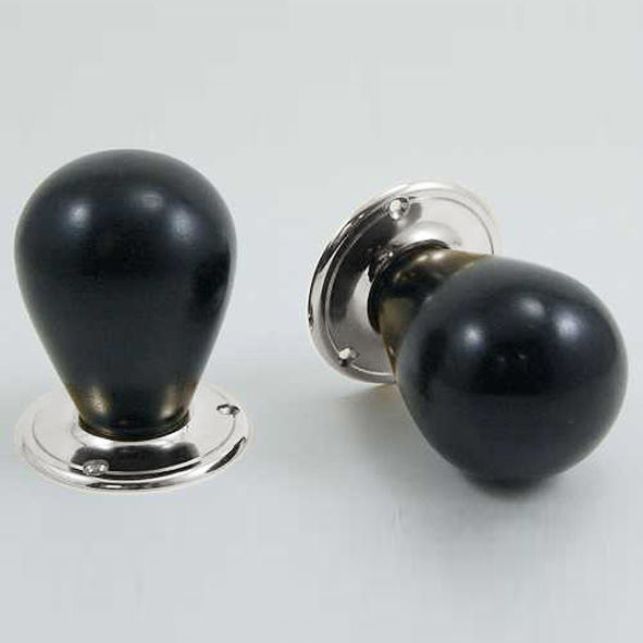 DKF085MXC-CP  Ebony / Chrome  Timber Tulip Knobs On Round Roses