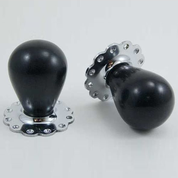 DKF085MXF-CP  Ebony / Chrome  Timber Tulip Knobs On Daisy Roses