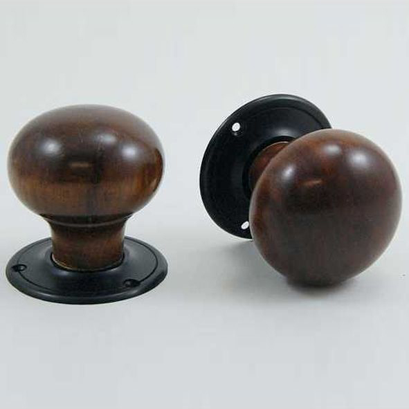 DKF091DWC-BLK  Rosewood / Black  Timber Mushroom Knobs On Round Roses