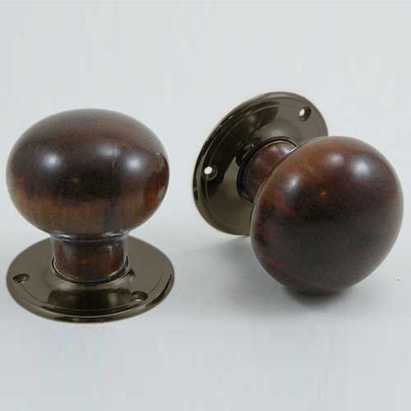 DKF091DWC-IBM  Rosewood / Bronze  Timber Mushroom Knobs On Round Roses