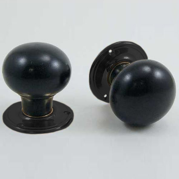 DKF091MXC-BLK  Ebony / Black  Timber Mushroom Knobs On Round Roses