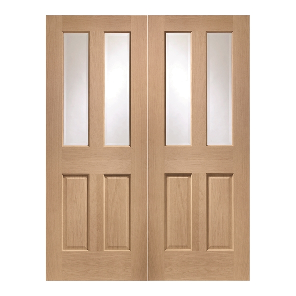 XL Joinery Internal Unfinished Oak Malton Door Pairs [Clear Bevelled Glass]