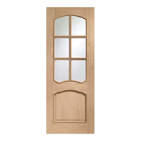 XL Joinery Internal Oak Riviera Raised Moulding Pre-Finished Doors [Clear Bevelled Glass]