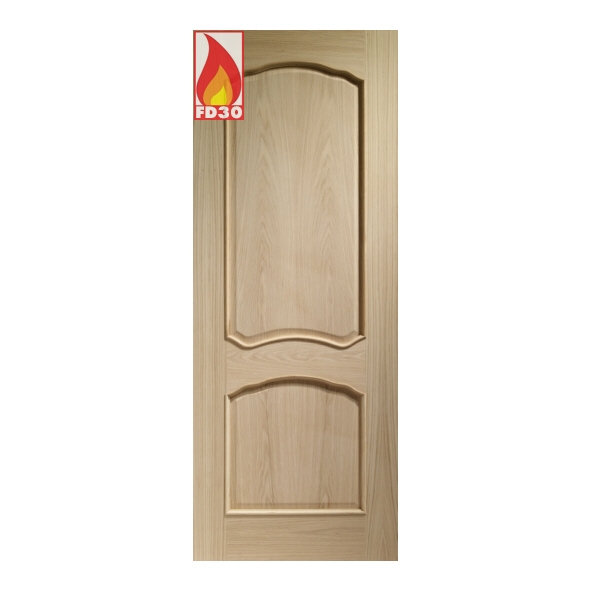 INTOLOU30RM-FD  1981 x 762 x 44mm [30]  Internal Unfinished Oak Louis Raised Moulding FD30 Fire Door