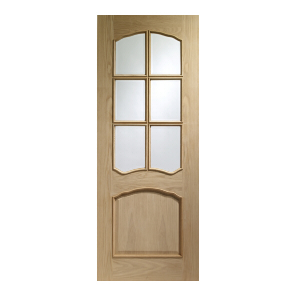 XL Joinery Internal Unfinished Oak Riviera Raised Moulding Doors [Clear Bevelled Glass]