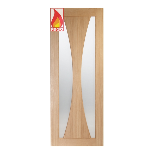 GOVER27C-FD  1981 x 686 x 44mm [27]  Internal Unfinished Oak Verona FD30 Fire Door [Clear Glazed]