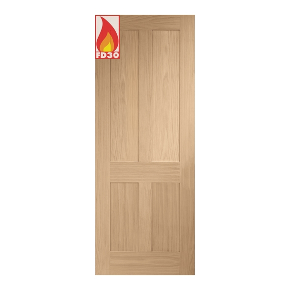 INTOVICSHA30-FD  1981 x 762 x 44mm [30]  Internal Unfinished Oak Victorian Shaker FD30 Fire Door