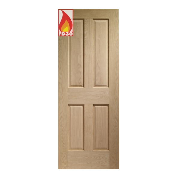 INTOVIC826-FD  2040 x 826 x 44mm  Internal Unfinished Oak Victorian 4P FD30 Fire Door