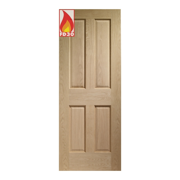 INTOVIC27-FD  1981 x 686 x 44mm [27]  Internal Unfinished Oak Victorian 4P FD30 Fire Door