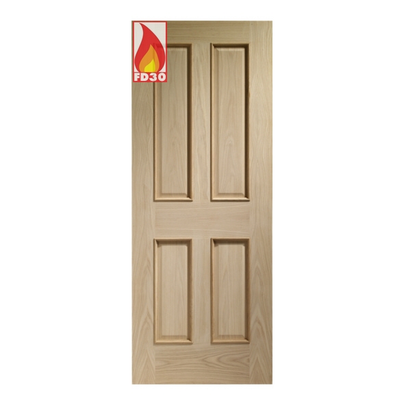 INTOVIC32RM-FD  2032 x 813 x 44mm [32]  Internal Unfinished Oak Victorian Raised Moulding FD30 Fire Door