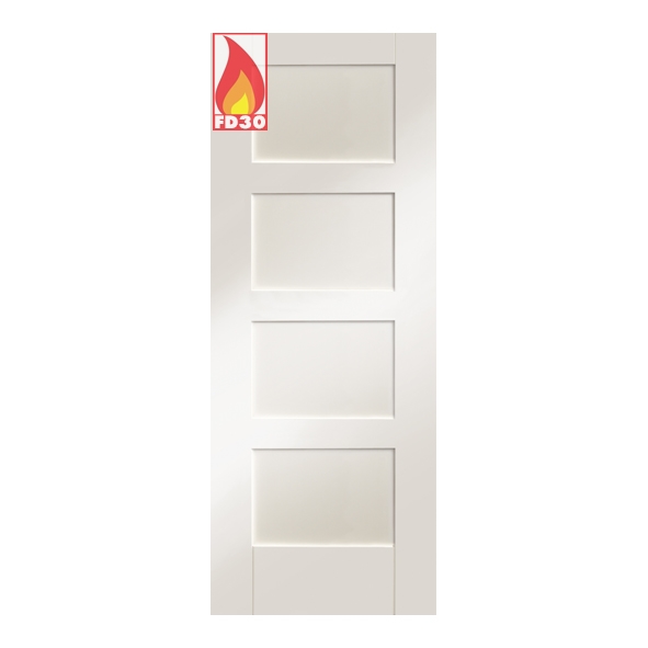 WPSHA4P24-FD  1981 x 610 x 44mm [24]  Internal White Primed Shaker 4P FD30 Fire Door