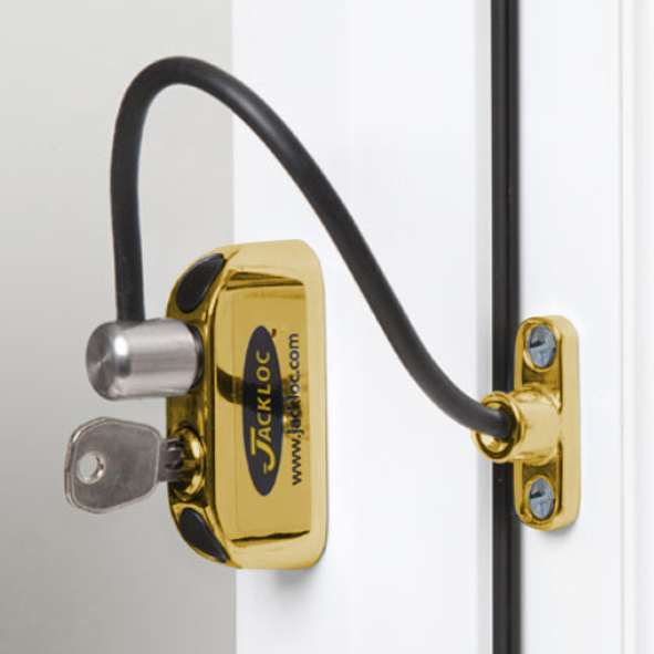 PRO-5-BRASS • 200mm • Polished Brass • Jackloc Security Cable Window Restrictor