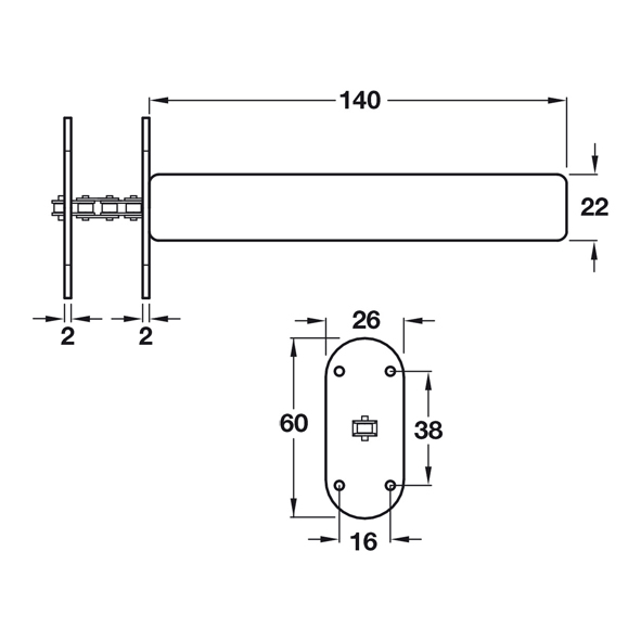 161.22002.020 • Radius Plate • Electro Brassed • Economy Perko Type Concealed Door Closer