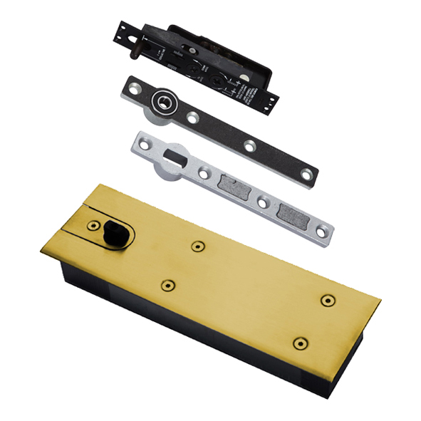 3470-DA-PB • Polished Brass • EN 4 Complete Electro Magnetic Hold Open Double Action Floor Spring