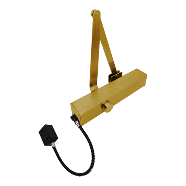 4870-PB  Polished Brass  Designer EN 3 to EN 4 Cam Action EMF Hold Open / Swing Free Overhead Door Closer