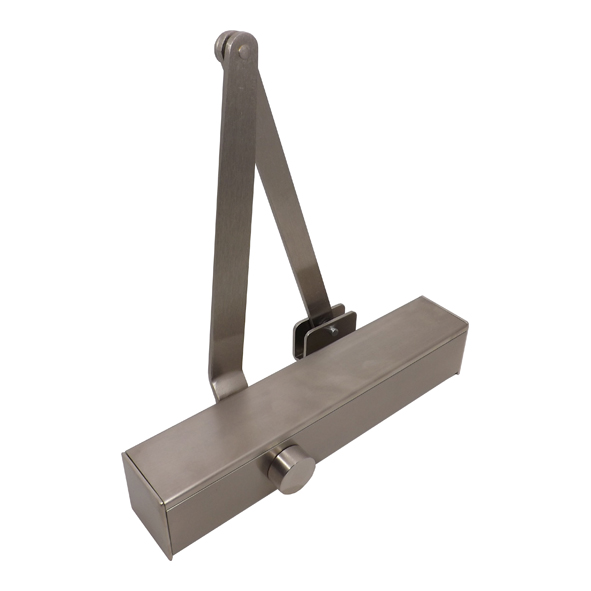 4820-SSS  Satin Stainless  Designer EN 2 to EN 4 Cam Action Magnetic Hold Open Overhead Door Closer