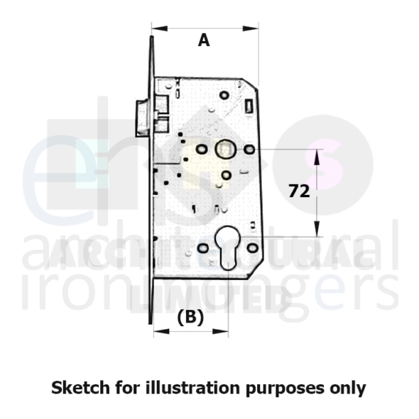 DLS7260ESCSSS/R  085mm [060mm]  Satin Stainless  Radiused  Architectural Euro Standard Escape Sashlock Case