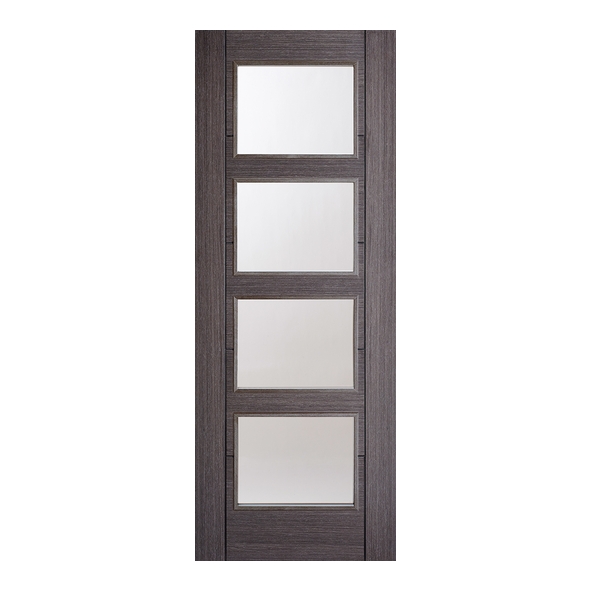 LPD Internal Prefinished Ash Grey Vancouver Raised Moulding Doors [Clear Glass]