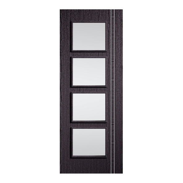 LPD Internal Prefinished Ash Grey Zanzibar Raised Moulding Doors [Clear Glass]