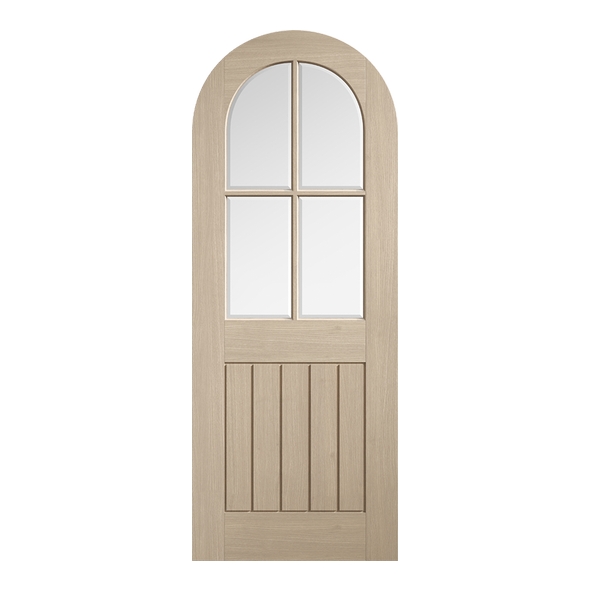 LPD Internal Prefinished Blonde Oak Mexicano Arch Head 4 Light Doors [Clear Bevelled Glass]