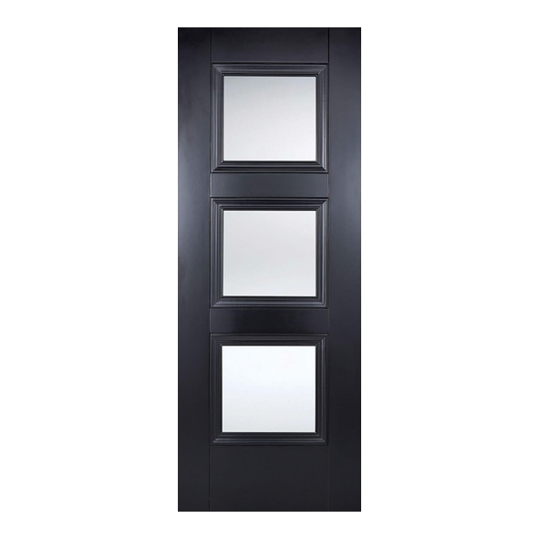 LPD Internal Black Primed Plus Amsterdam Doors [Clear Bevelled Glass]
