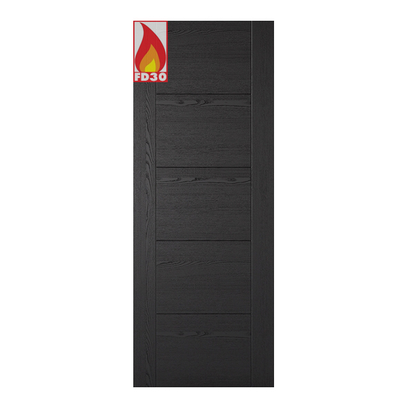 LPD Internal Prefinished Black Ash Laminate Vancouver 5P FD30 Fire Doors