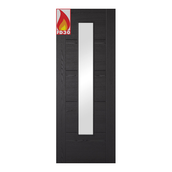 LPD Internal Prefinished Charcoal Black Vancouver 1L FD30 Fire Doors [Clear Glass]