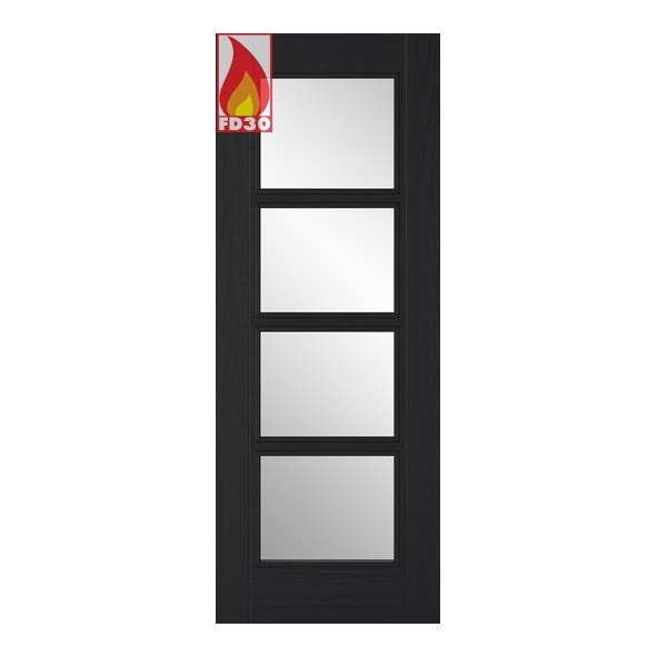 LPD Internal Prefinished Charcoal Black Vancouver 4L FD30 Fire Doors [Clear Glass]
