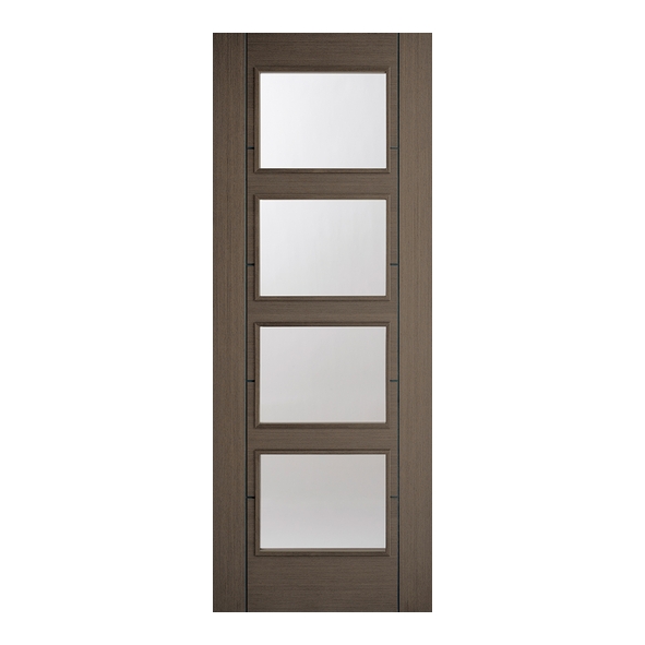 LPD Internal Prefinished Chocolate Grey Vancouver Raised Moulding Doors [Clear Glass]