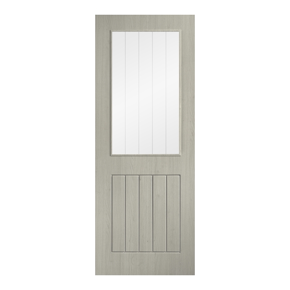 LPD Internal Prefinished Light Grey Laminate Cottage Doors [Etched Glass]