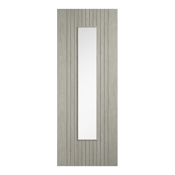 LPD Internal Prefinished Light Grey Laminate Sydney Doors [Clear Glass]